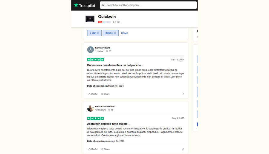 recensione trustpilot quickwin