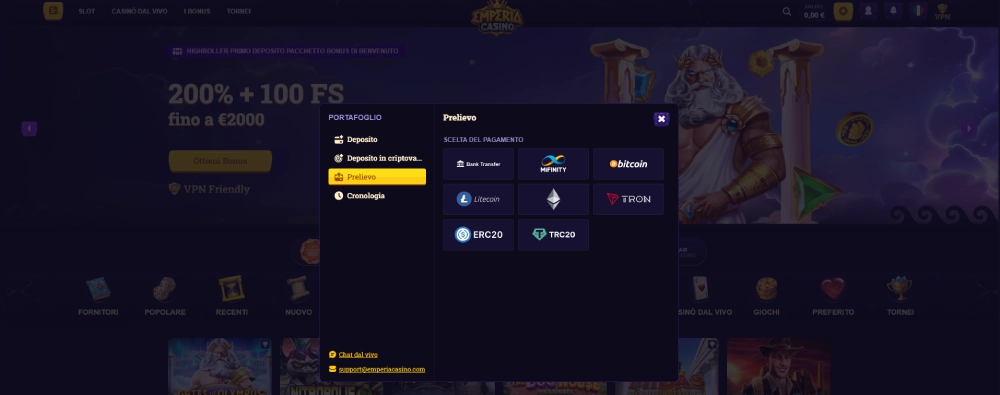 deposito con casino visa