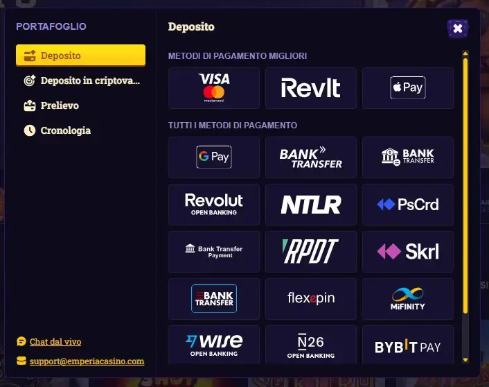 deposito emperia casino apple pay
