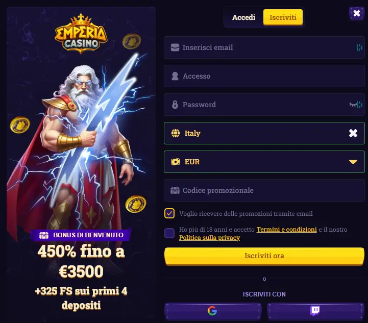 emperia casino non aams
