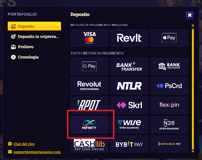 deposita mifinity