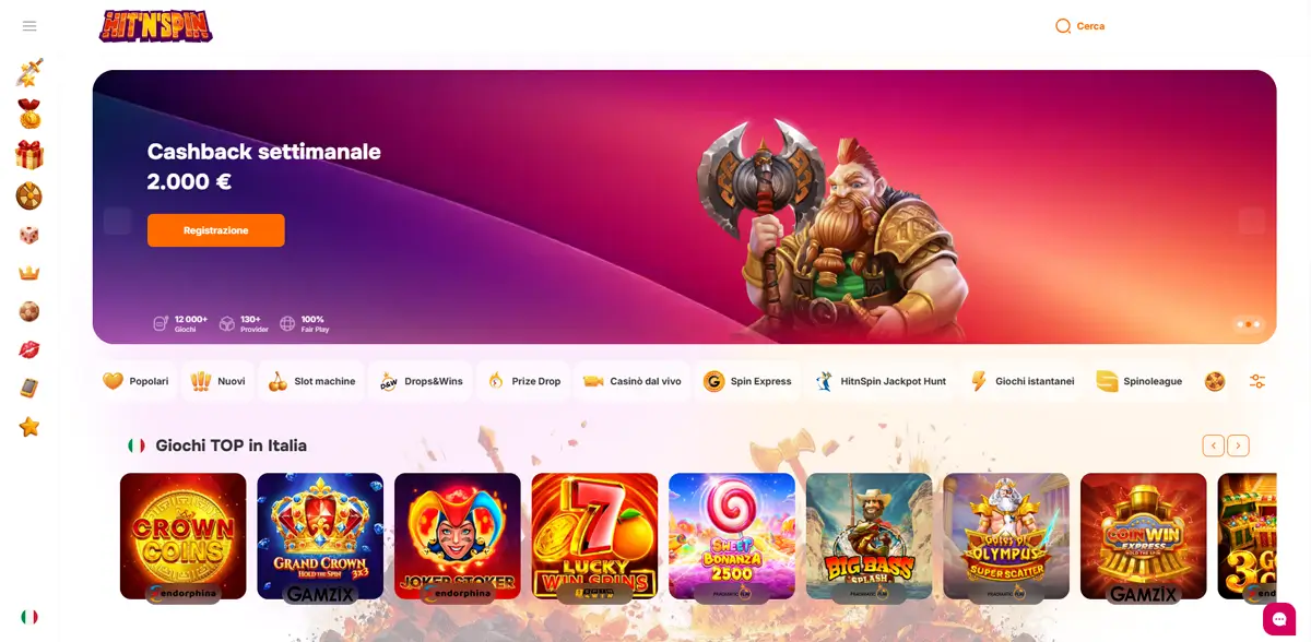 hit'n'spin casino non aams