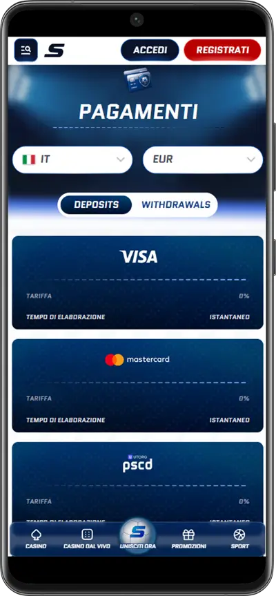 pagamento scored casino italia non aams