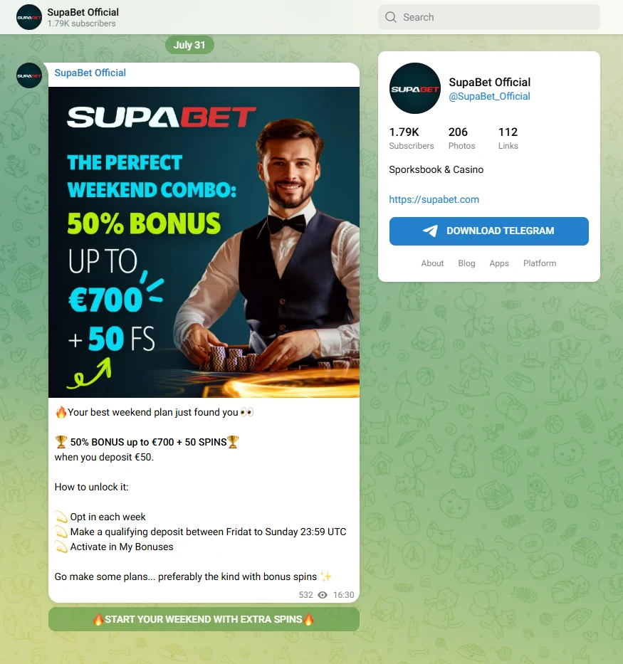 supabet su telegram