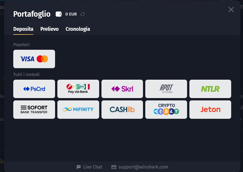 winshark depositi