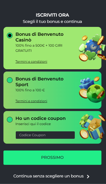 betcollect deposito minimo 20 euro