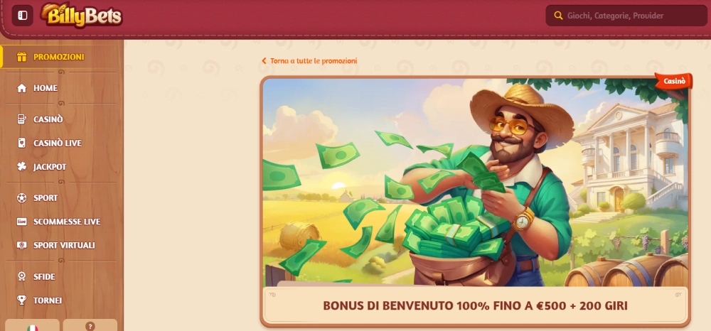 billybets bonus di benvenuto