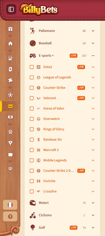 billybets esports live