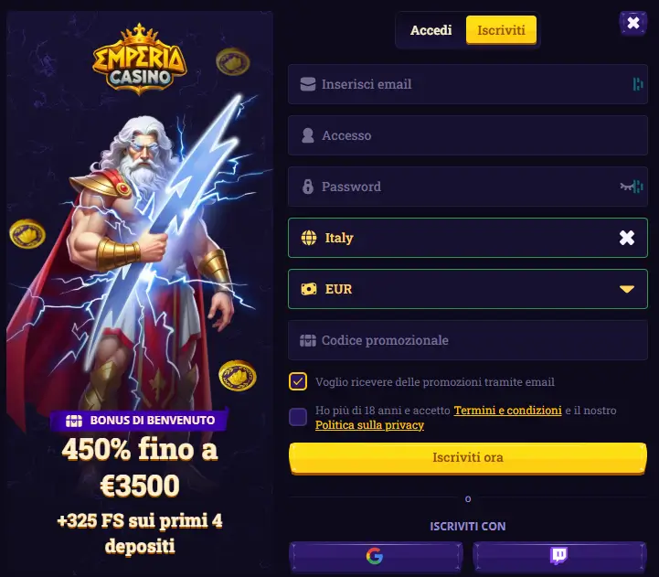 emperia deposito minimo 20 euro