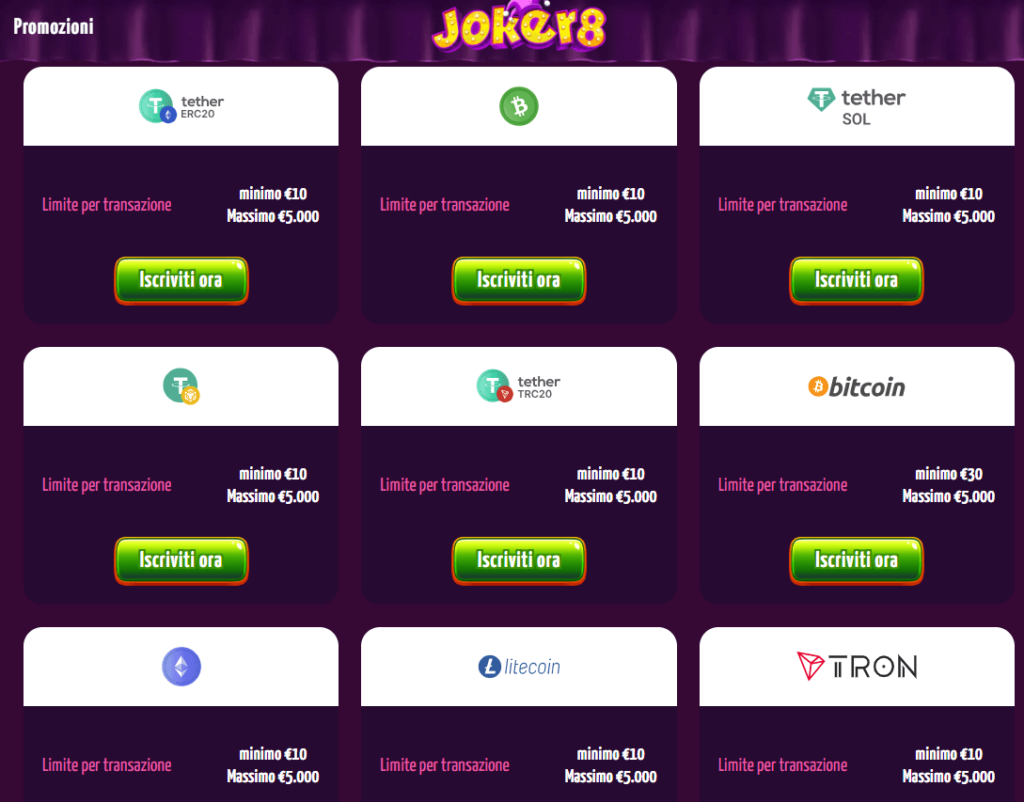 joker8 deposito minimo 20 euro