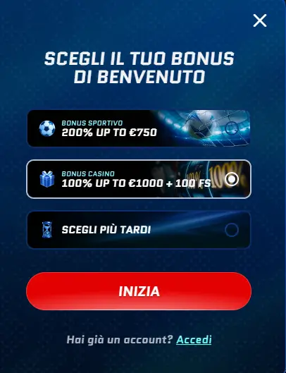 scored bonus benvenuto