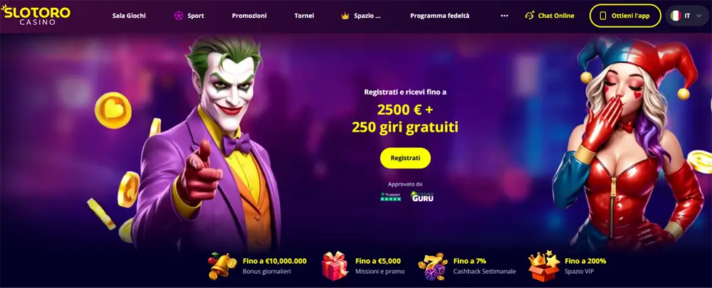slotoro deposito minimo 20 euro