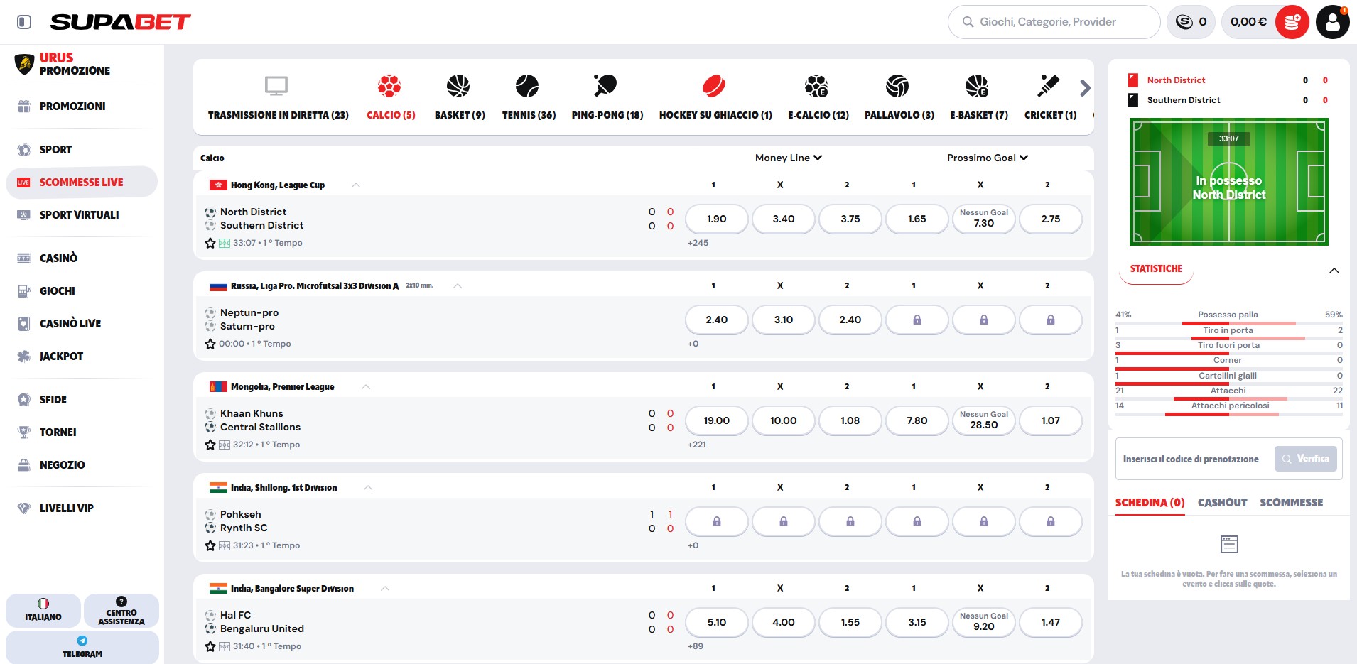 supabet scommesse live